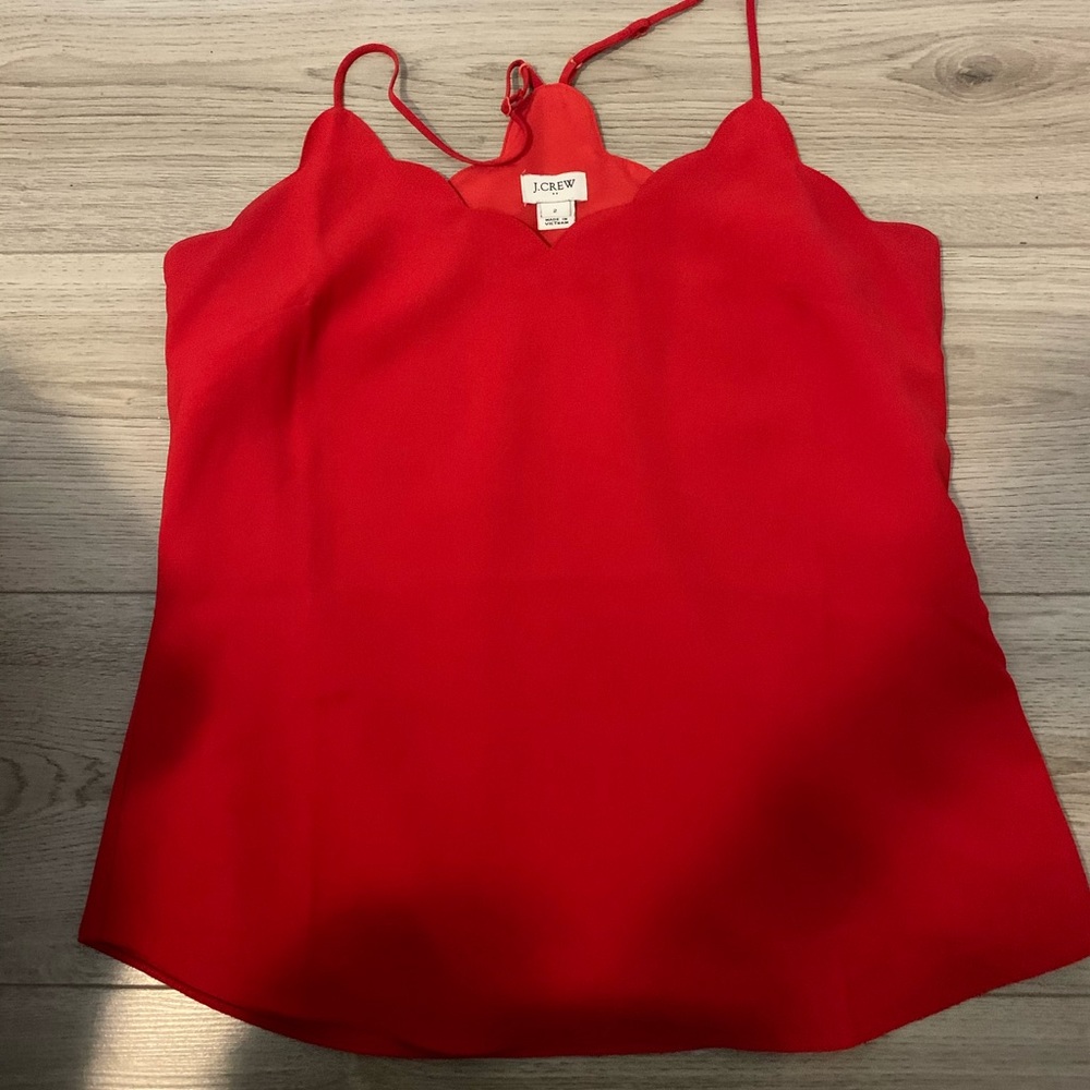 J crew scallop red blouse size 2